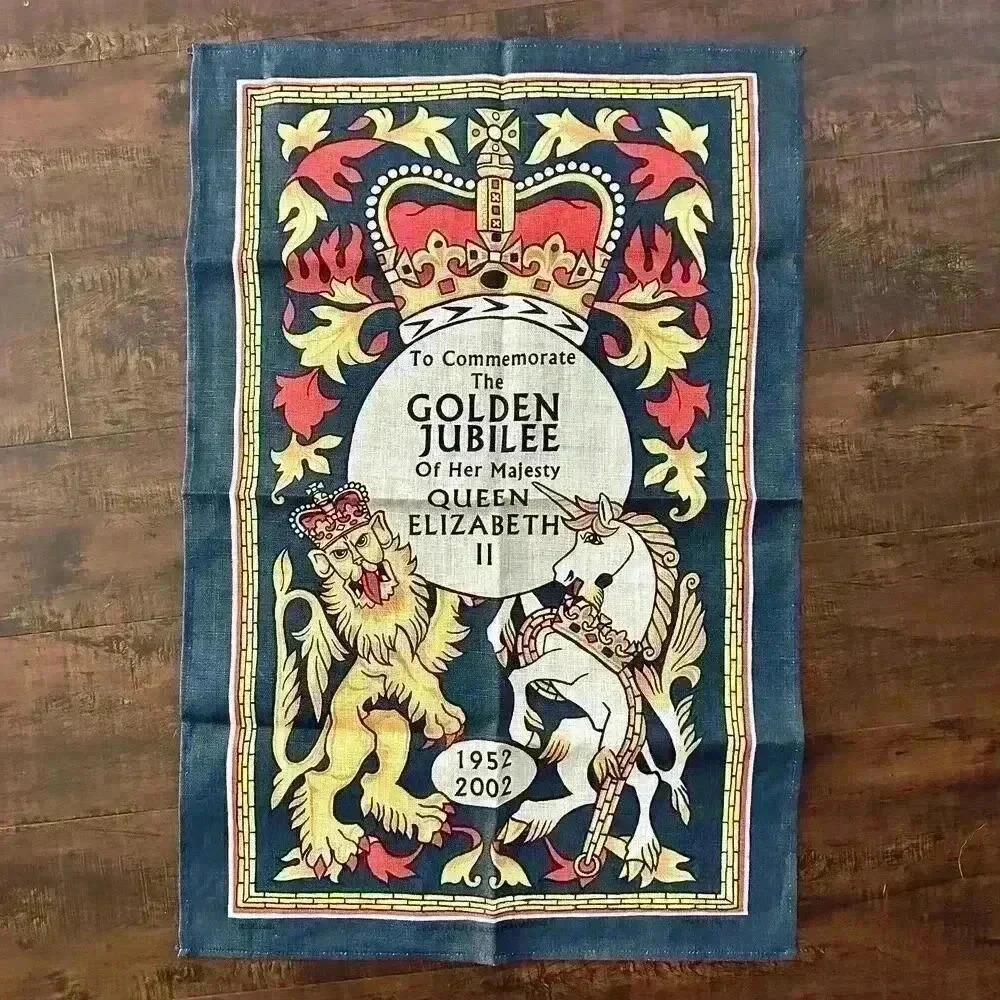 New Old Vintage Ulster Weavers Queen Elizabeth “Golden Jubilee” Tea Towel 18X28
